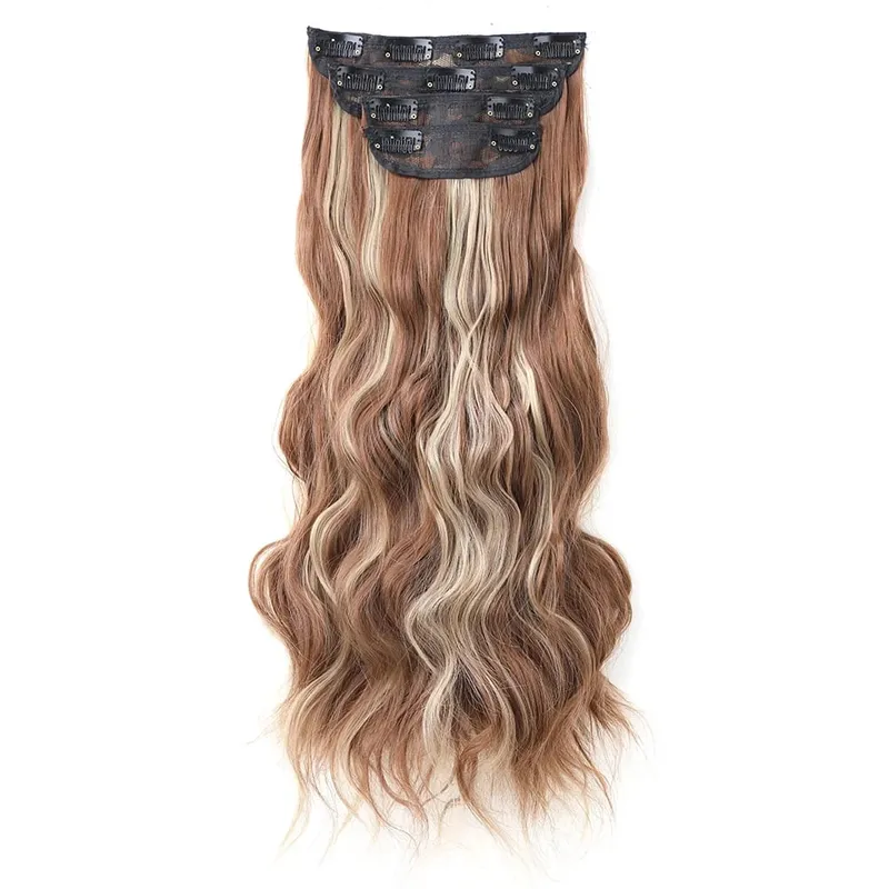 4Pcs/Set 16/20/24 Inch Synthetic Hair Clip In Long Wavy Thick Double Weft Hair Extensions Hairpieces For Women — image 14