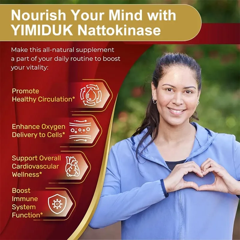 Nattokinase Capsules 10 100MG with CoQ10 + Red Yeast Rice Quercetin + Bromelain -Immune Booster