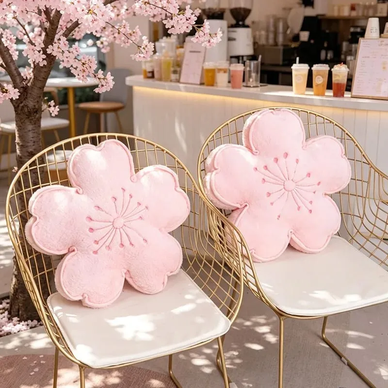 Cherry Blossom Plush Pillow Flower Stuffed Cushion Squishy Sofa Cushion Home Decor Toy Afternoon Nap Pillow Birthday Gifts