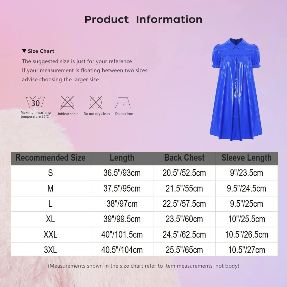 Women Waterproof Vinyl Regency Dress Victorian Party Sleep Dress Puff Short Sleeve Empire Waist Lapel Dress Nightgown Rave Party