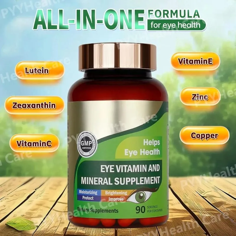 Lutein øjenvitaminkapsler med zeaxanthin zink dagligt øjennæringstilskud Øjensundhedsstøtte til voksne 90 tæller flaske