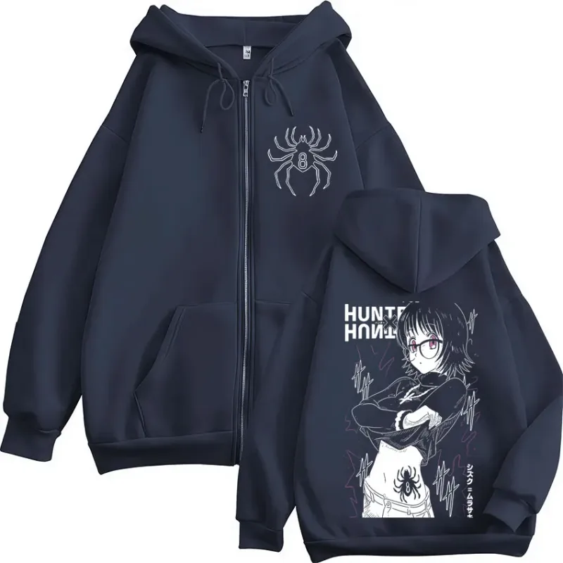 Anime Hunter X Hunter Spider Phantom Troupe Shizuku Zipper Hoodies Men Women Oversized Casual Zip Up Hooded Sweatshirts Jackets