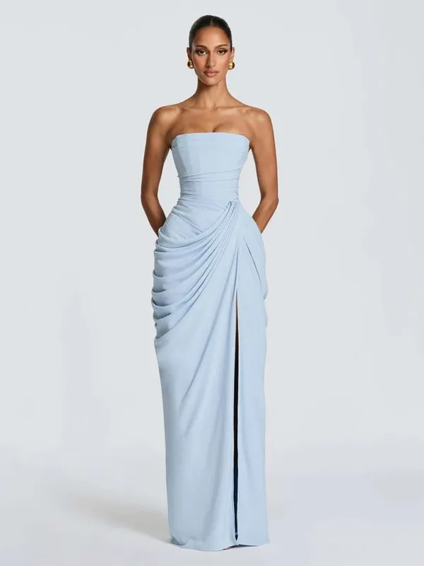 Women Green Ruched Elegant Satin Maxi Dress Mermaid One-shoulder Cutout Slim Fit Flowy Vestido 2026 Lady Summer Evening Vestidos