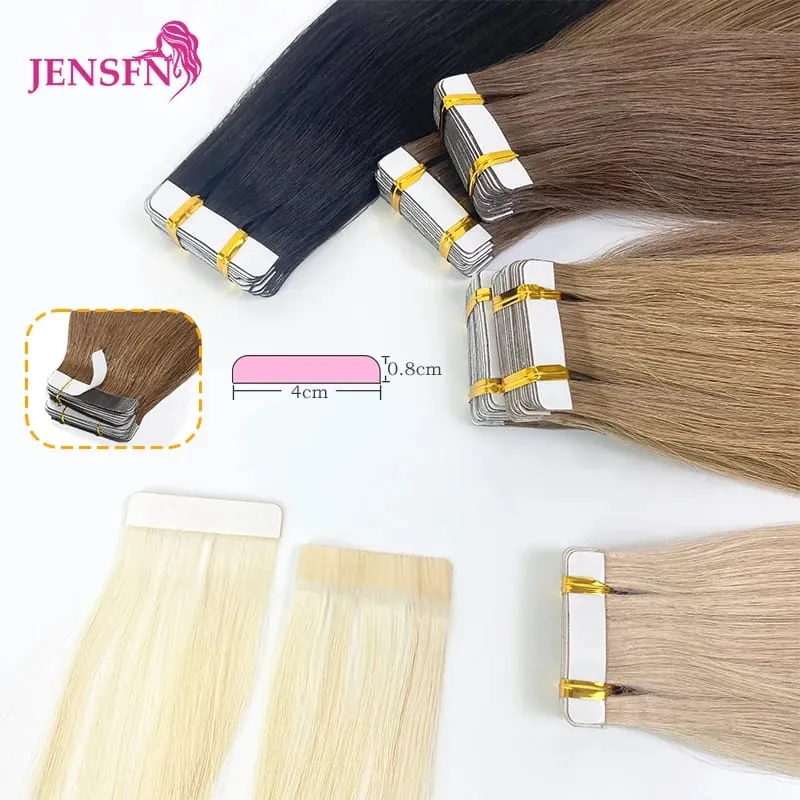 Tape In Hair Extensions 100% Really Human Hair Remy Natural 16"-24"Inch 613 Straight PU Skin Weft Tape Ins for Salon