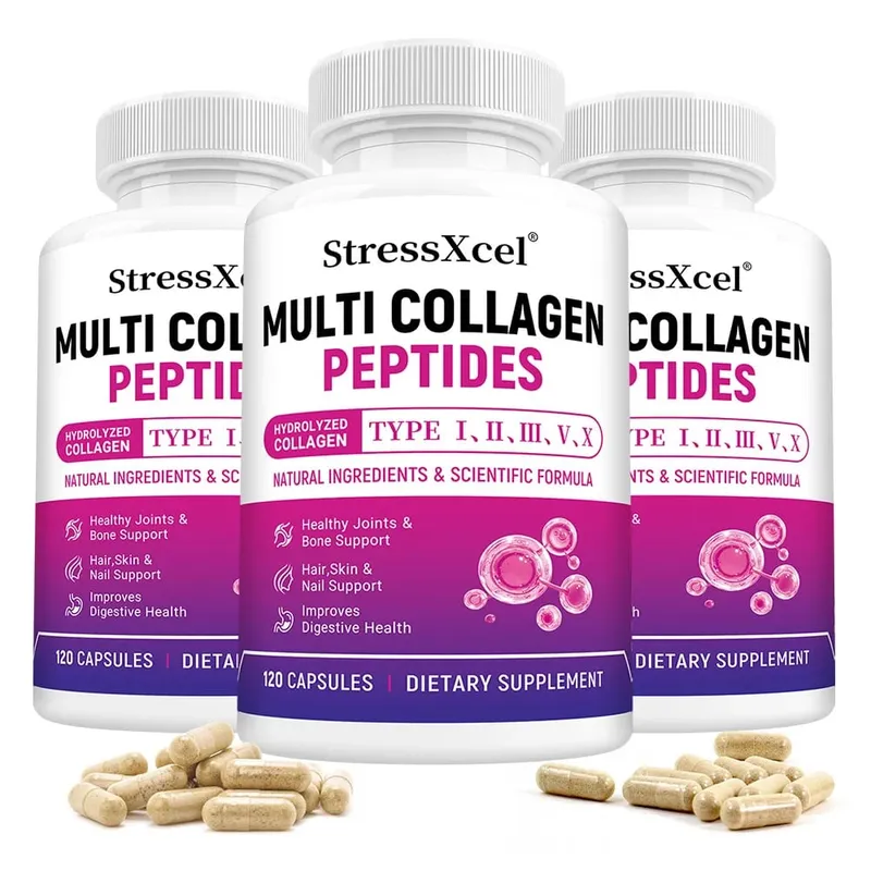 Multi Collagen Peptides Capsules Type I II III V X Biotin Anti-Aging Skin Hair Nails Joints Gut & Immunity Support