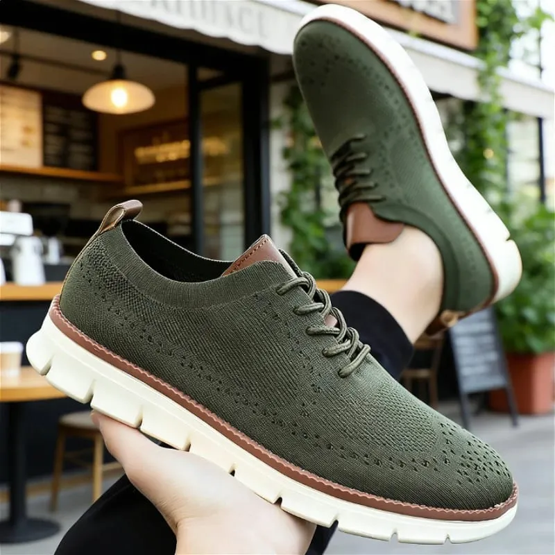 Fashion Men's Casual Shoes Breathable Minimalist Shock-Absorbing Lace-Up Walking Shoes Comfortable Casual Travel Sneakers Men