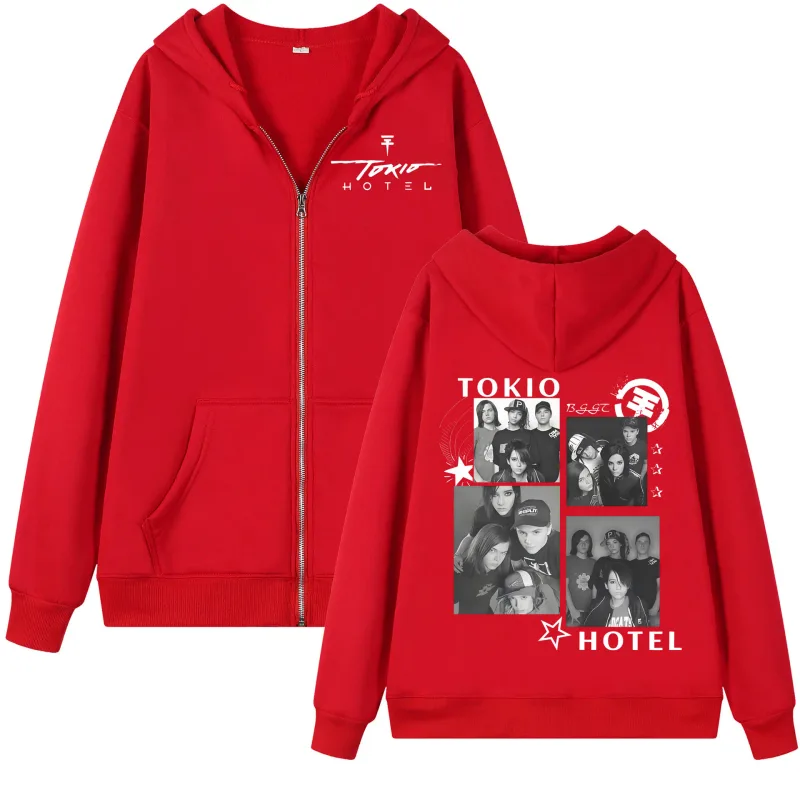 Tokio Hotel Arena Tour 2026 Graphic Zipper Hoodie Rock Fashion Vintage Zip Up Pullovers Men Women Casual Long Sleeve Sweatshirts
