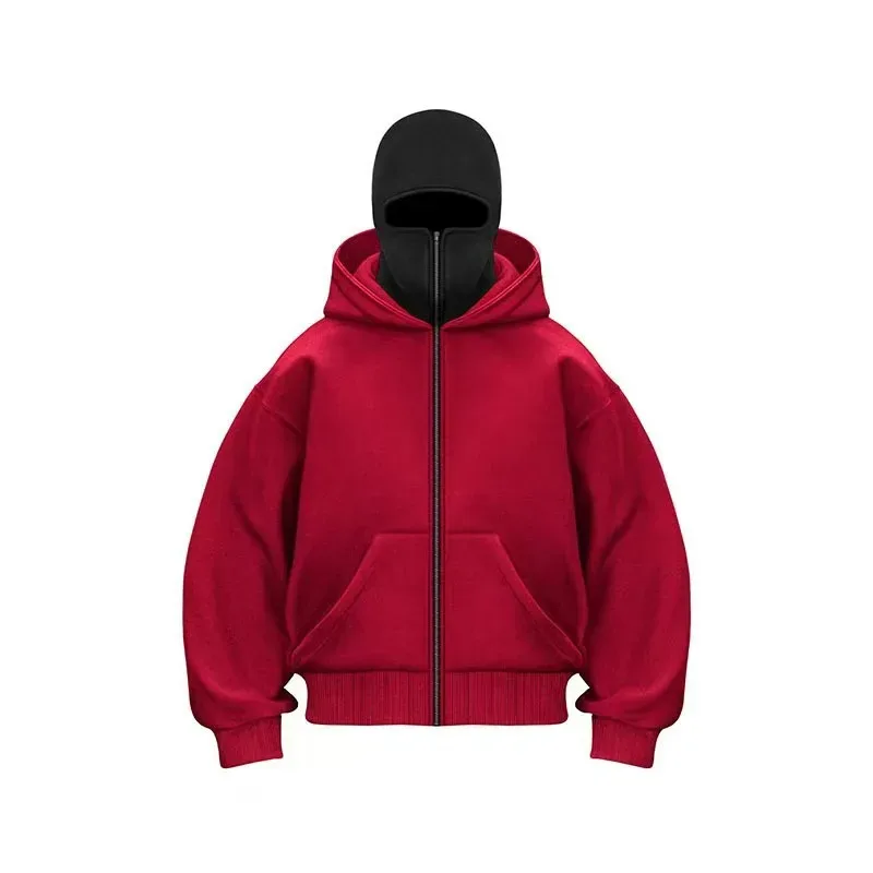 2025 Herfst Mannen Bivakmuts Y2K Gothic Harajuku Winter Nieuw Item Dubbele Capuchon Mannen Capuchon Masker Rits Sportkleding Vrouwen