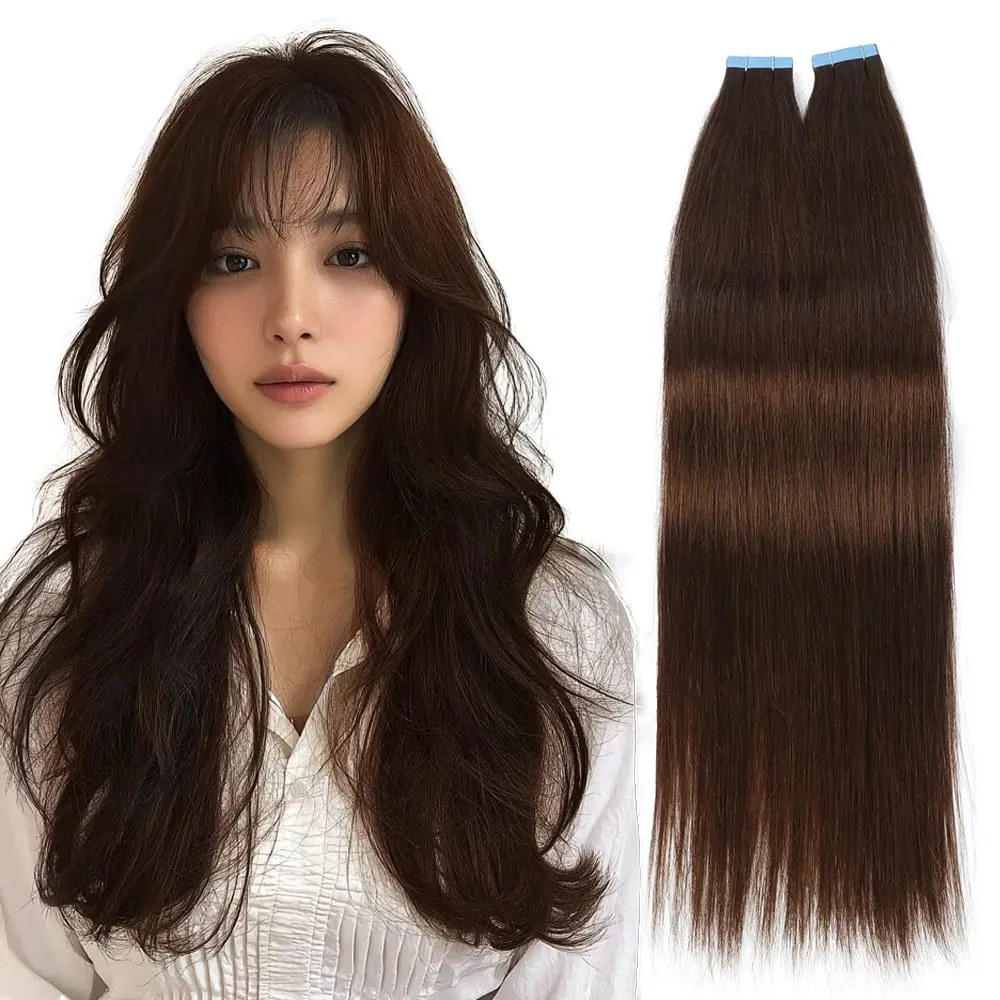 Seamless Tape in Extensions Human Hair Natural Tape in Hair Extensions Skin Weft PU Tape On Hair 20 PCS 12"-20" 50G/Pack