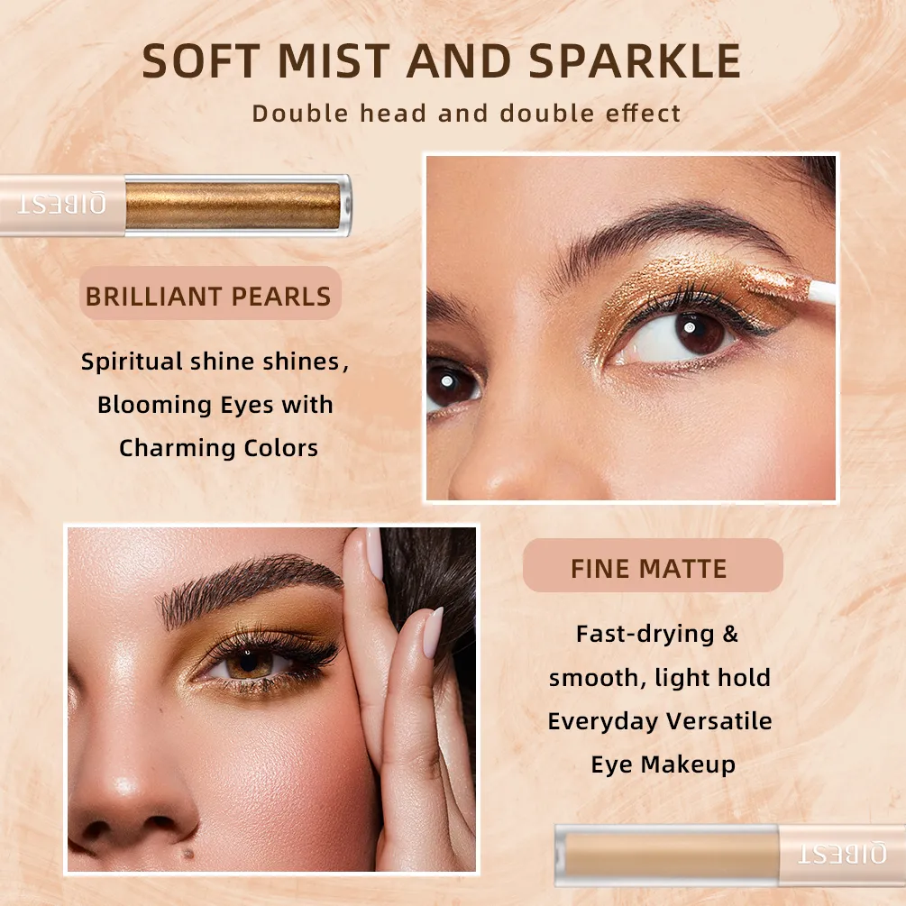 Double Head Glitter Matte Eye shadow Stick Makeup Sets Long Lasting Shimmer 2 In 1 Liquid Eyeshadow Cosmetic Sets 6 Color