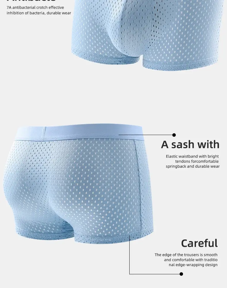 5pcs Men's Boxer Shorts Ice Silk Underwear Plus Size Underpants Cool Breathable Sexy Slim Panties Mesh Lingerie Wholesale Lots
