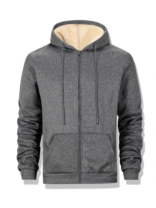 Winter Thick Fleece Zipper Hoodies Thicken Warm Jackets Long Sleeve Sweatshirts Casual Sports Fleece Black Coats Hooded Men Coat