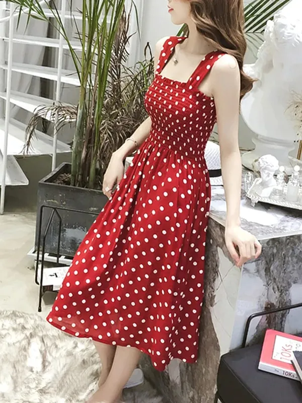 Léto Befree Pláž Dlouhé Vintage tečky Ležérní Volány Elegantní Party Maxi Pásek Camis Hedvábné šaty Vestidos Sexy šaty Ženy