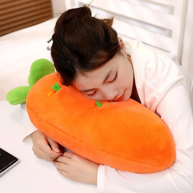 60cm Rabbit Fur Realistic Plant Carrot Pillow Interactive Pull Carrot Game Plush Waist Cushion Sofa Pillow Easter Day Decoration