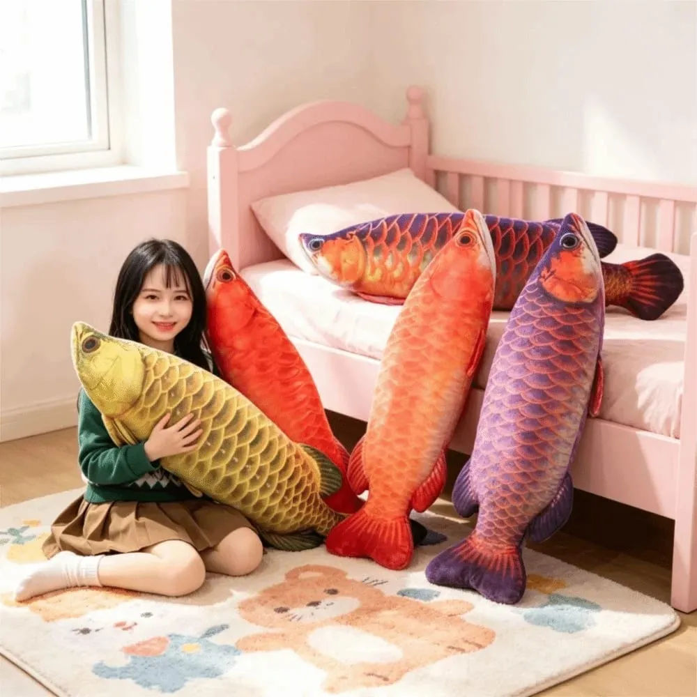 Wonderful Soft Arowana Plush Toys Cute Elongated Body Stuffed Fish Doll Lifelike Fish Plush Pillow Collectible