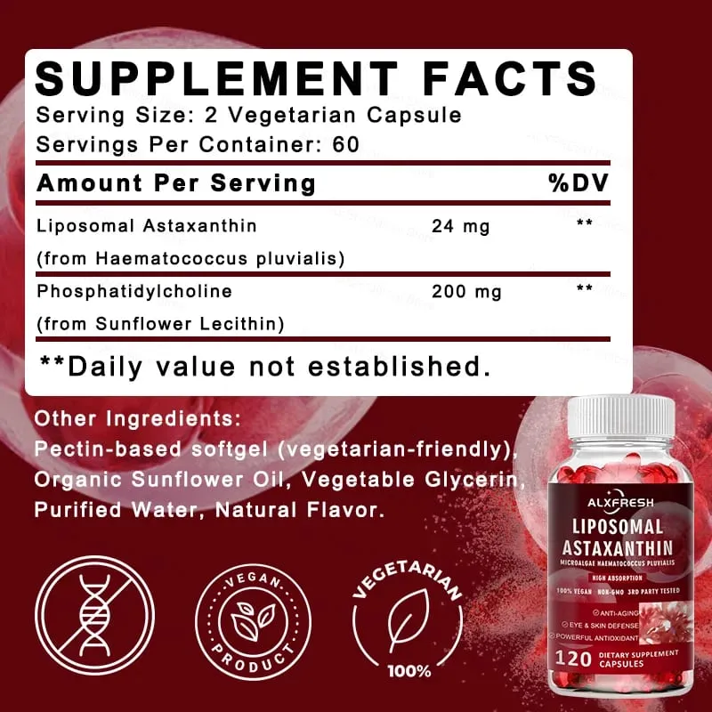 Astaxanthin Capsules For Skin Health Delay Aging Relieve Eye Fatigue Protect Vision Enhance Endurance Promote Exercise Recovery