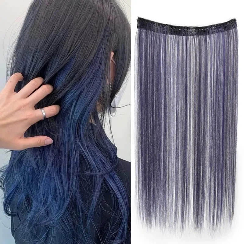 20inch Hair extensions Wig Hair Clips Hair piece Synthetic Straight Hair Extensions with 4clips for Women Halloween Party