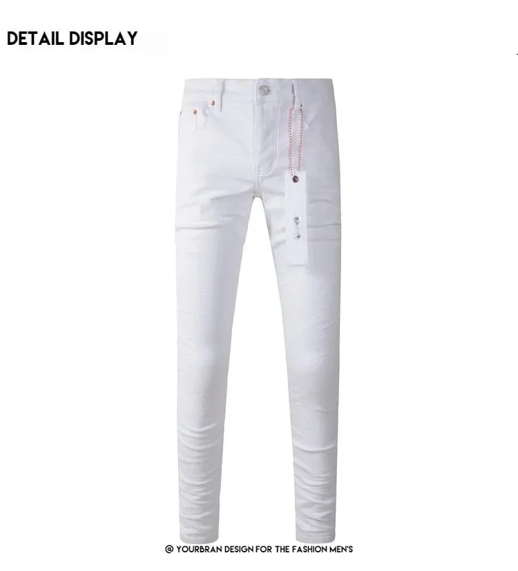 Spring New Men's White Skinny Jeans High Quality Slim Fit Trousers Streetwear Hip Hop Style Casual Fashion Stretch Denim Pants
