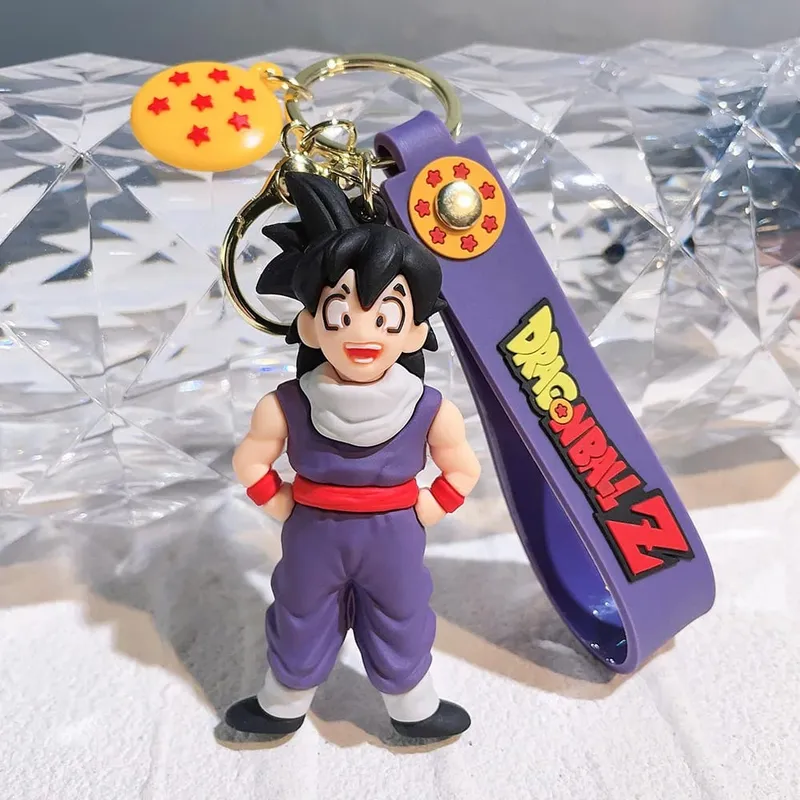 Anime Dragon Ball Keychain PVC Cartoon Cartoon Figure Trunks Son Goku Piccolo Buu Vegeta Figures Key Chain Keyring Bag Decor