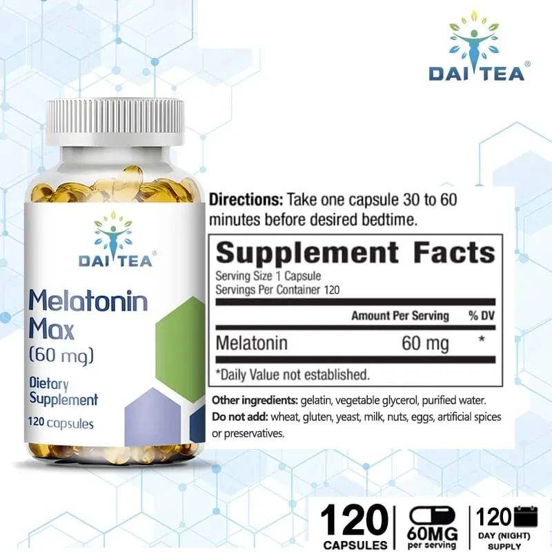 Melatonin Capsules Dietary Supplement - Relieve Insomnia Help Improve Sleep Quality Reduce Waking Time Help Deep Sleep