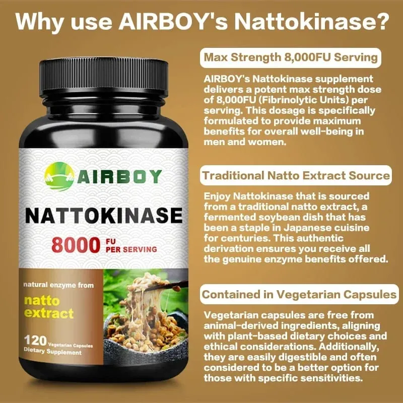 Nattokinase - Beauty and Skin Care Promotes Blood Circulation Maintains Blood Pressure Balance Supports Heart Health