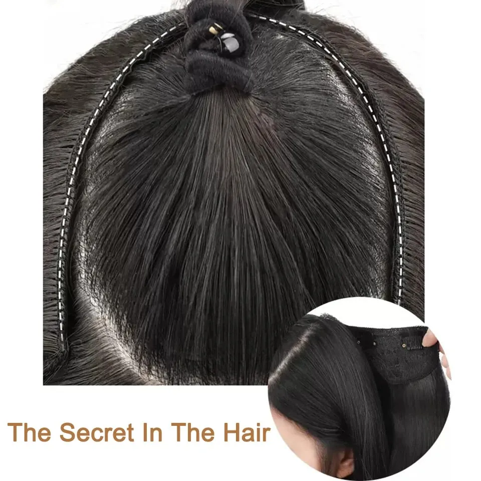 Synthetic Long Straight Hairstyles Clip In Hair Extension V Shape Heat Resistant Hairpieces Brown Black Hair
