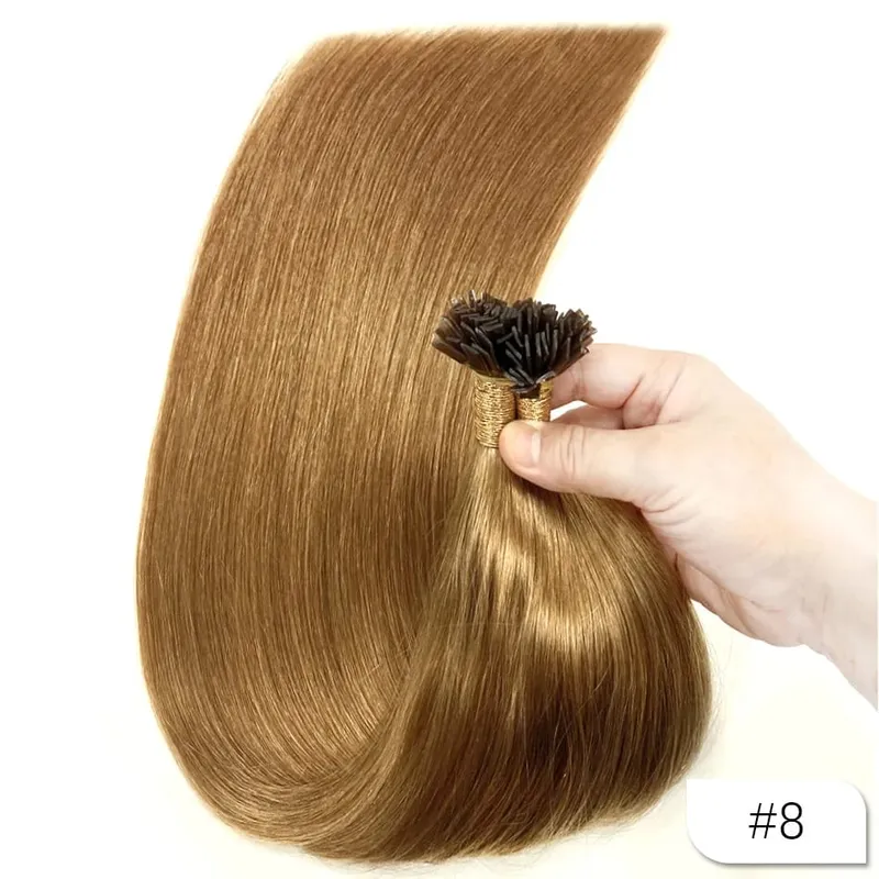 500g Flat Tip Hair Extension Remy 100% Human Hair Straight Keratin Capsules Pre Bonded Hairpieces para sa Salon na Propesyonal na Paggamit