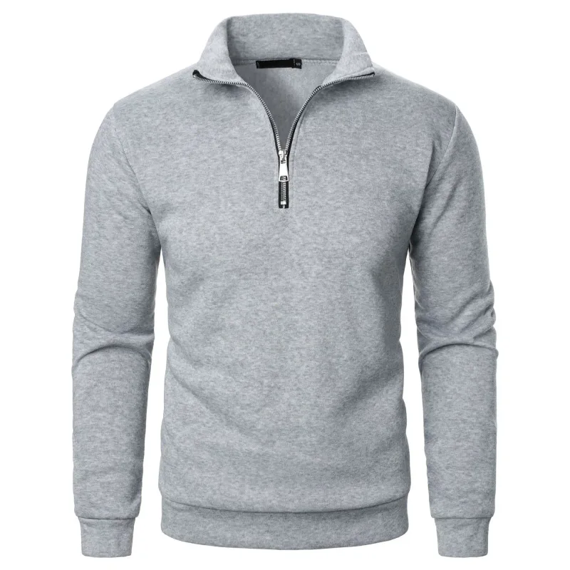 Men's Zip Turn Down Collar Sweatshirts Spring Male Solid Color Loose Pullover Coats BSD-ZW160