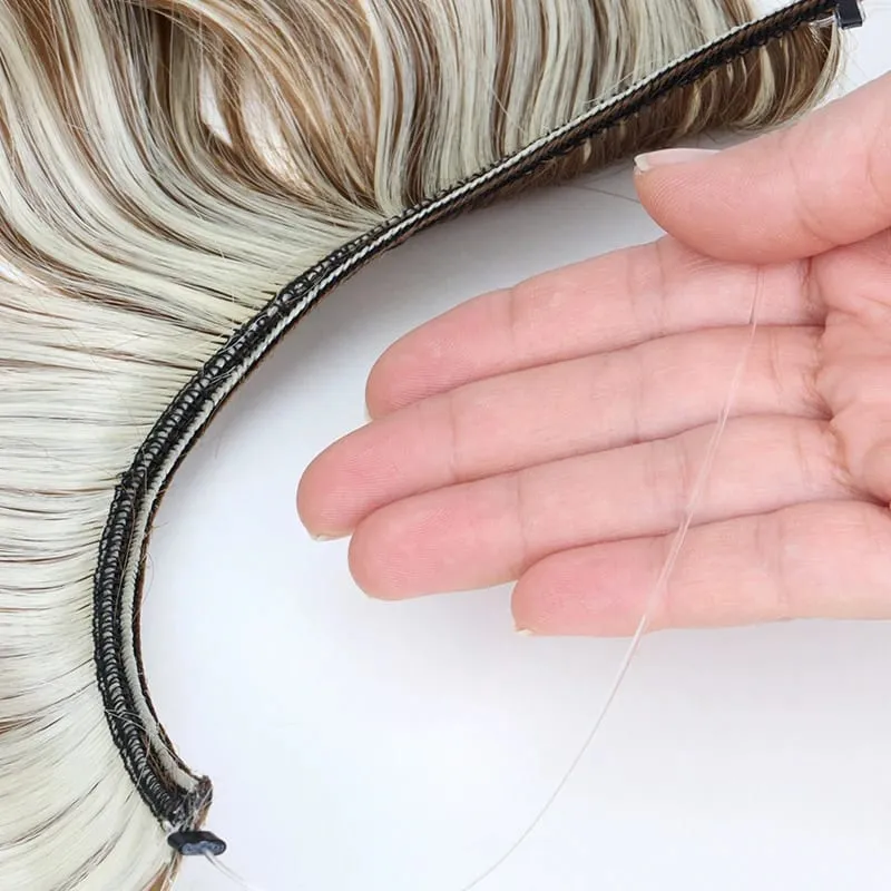 18Inch Synthetic Long Wavy Curly Halo Hair Invisible Fish Line Hair Extensions Heat Resistant Fiber Hairpiece For Women