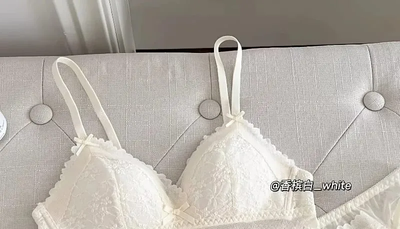 작은 가슴을위한 일본식 Bralette 무선 레이스 브래지어 세트 여성 섹시한 프랑스어 통기성 컴포트 속옷을 밀어