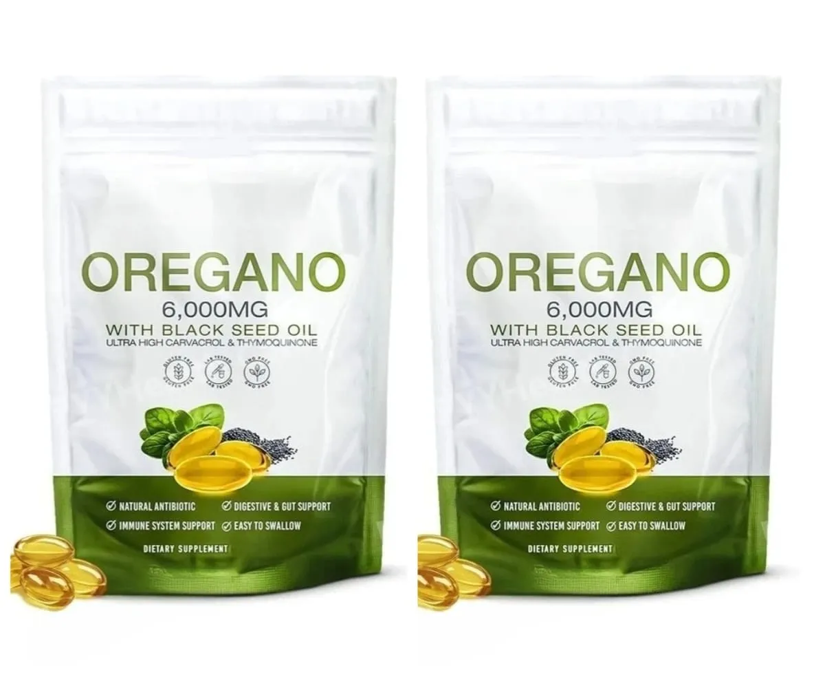 Oil of Oregano Softgels with Black Seed Oil 6000mg 165mg Carvacrol Thymoquinone Gluten Free Daily Wellness 60/180 Softgels