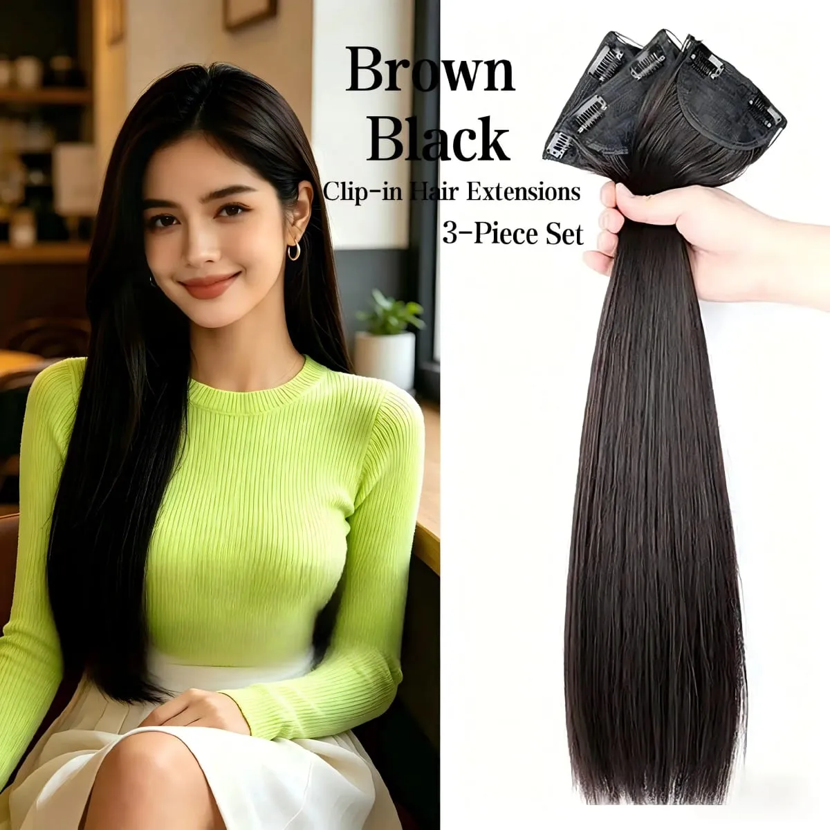 3Pcs Long Straight Synthetic Clip In Hair Extensions Invisible Seamless Natural Hairpiece Lightweight Secure BB Clips For Women