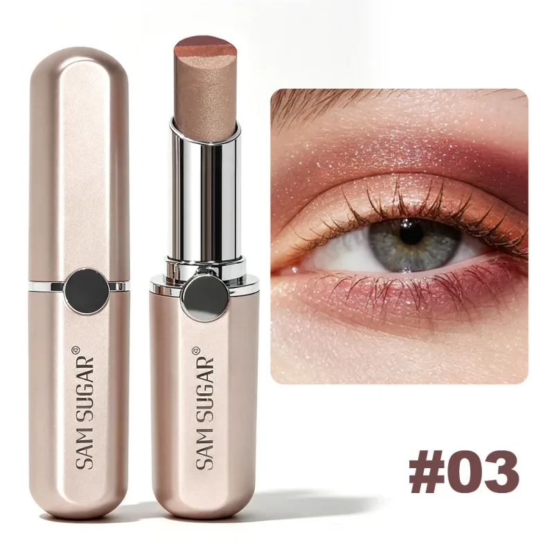 3-Color Gradient Pearlescent Eyeshadow Stick Waterproof Soft Gloss Shimmer Aegyo Sal Brightening Highlighter Eye Shadow Makeup