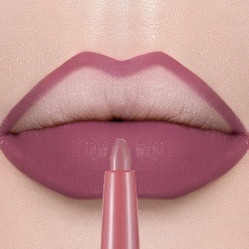 Matte Lip Liner Lipstick Pen Rotating Not Easy To Fade Rose Gold Lipliner Pencil Waterproof Non-Stick Cup Brown Lipliner Makeup
