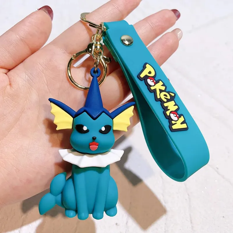 40 Style Wholesale Anime Pokémon Pikachu Eveen Keychain Cartoon Cute Charizard Keyring Student Backpack Car Key Chain Toys Gifts