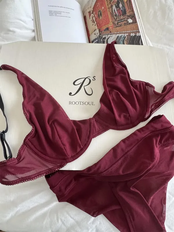 Bra French mesh comfortable lingerie with underpants suit small fresh underwear up support large breasts show small bra set