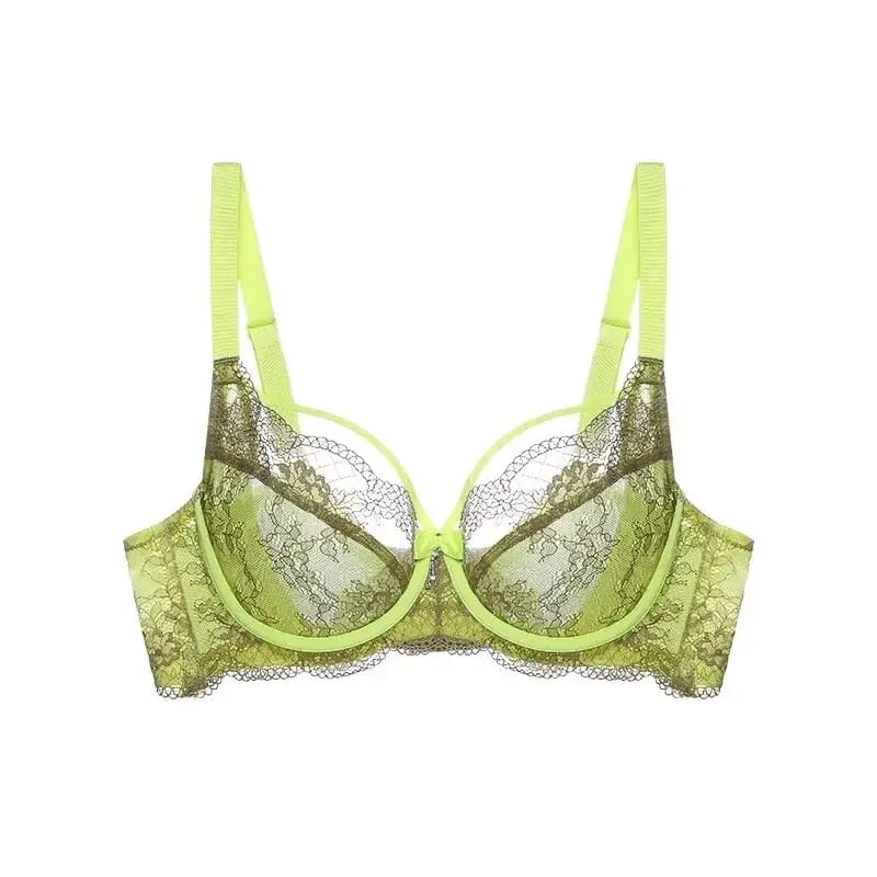 Sexy Minimizer Bra Set Full Cup Ultra Thin Lace Gathered Plus Size 34-42 Big Breast To Small Breast Support Comfort Lingerie