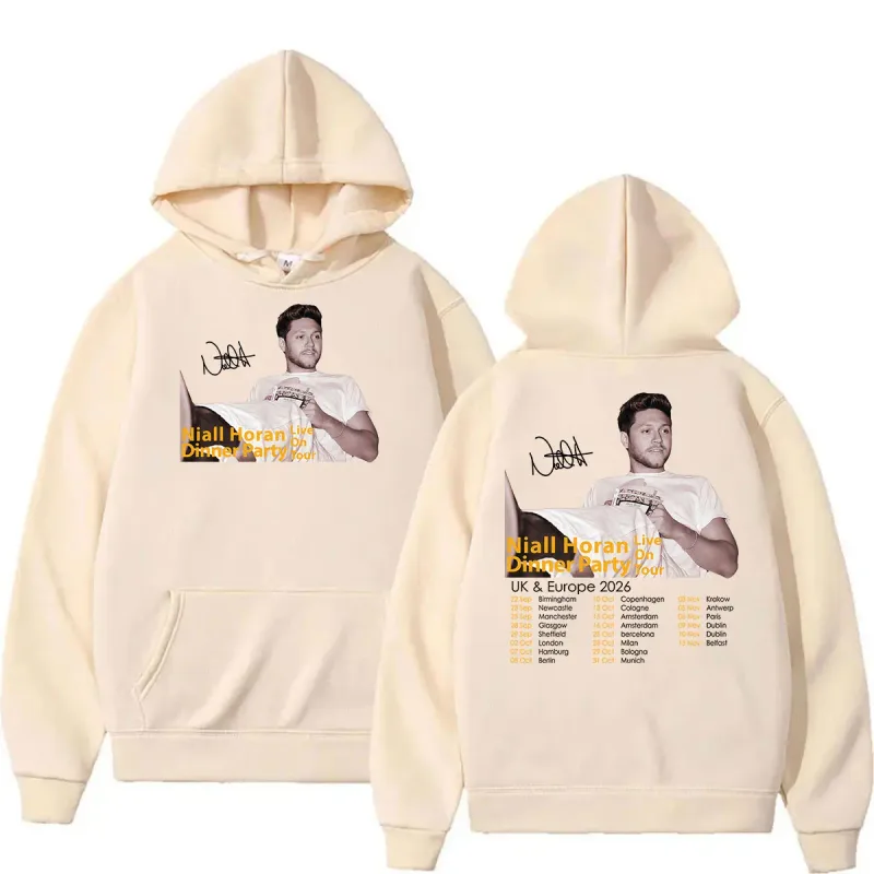 Niall Horan Dinner Party Live on Tour 2026 Print Hoodie Men's Clothing Fashion Oversized Sweatshirt Vintage Long Sleeve Hoodies