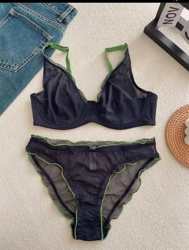 New Arrival Ladies Full Cup Bra Set Ultra Thin Minimizer Sexy Support Anti-Sagging Side Slim ABCD Everyday Comfort Lingerie Set