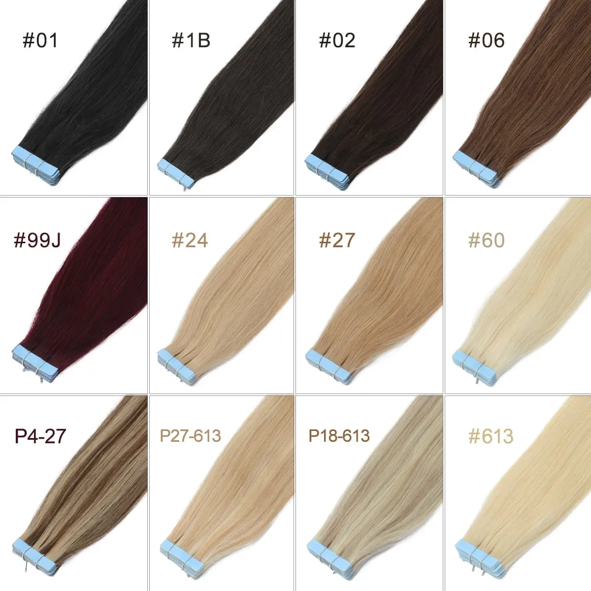 Tape in Human Hair Extensions Brown Seamless Tape in Hair Extensions Skin Weft PU Tape On Hair 12'-24' Machine Remy Tape Ins