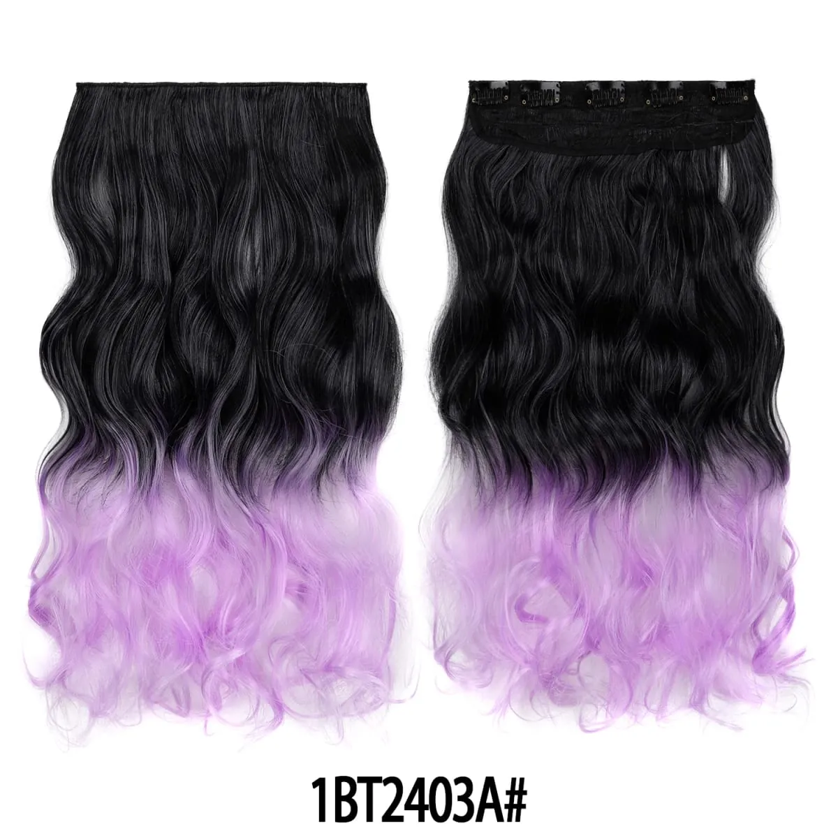 Jeedou One Piece 5 Clips Wavy Ombre Clip In Hair Extensions Long Water Wave Synthetic Curly Hair Piece Rainbow Colored Hair