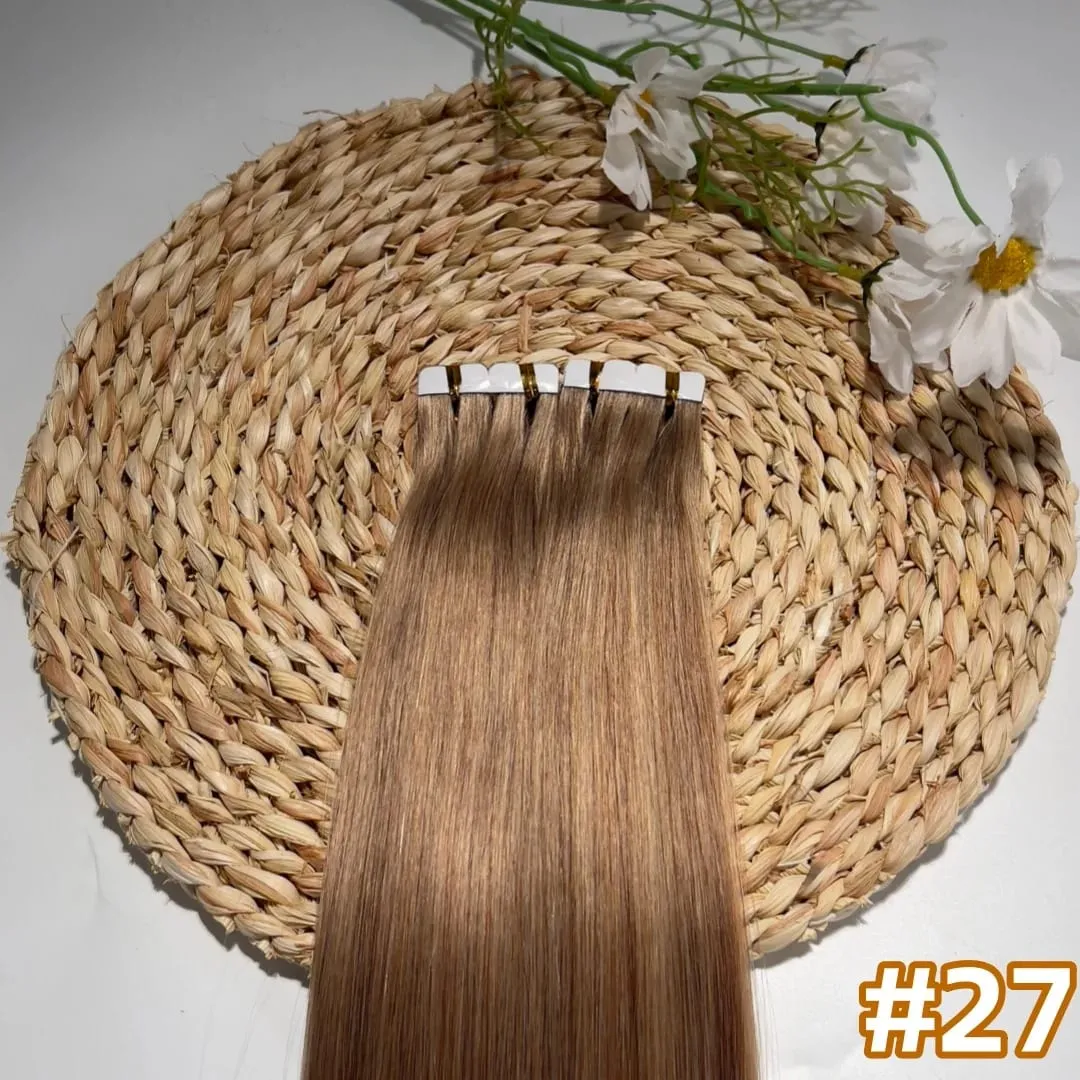 Mini Tape Hair Extensions 18"-30" Machine Remy Skin Weft Adhesive Tape In 100% Human Hair Natural Black Brown Blonde Tape On