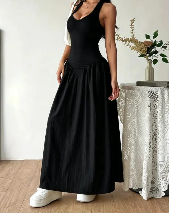 2026Women Yellow Halter Neck Maxi Dress Sleeveless V-Neck Backless A-Line Long Dress Casual Summer Elegant Beach Party Dresses