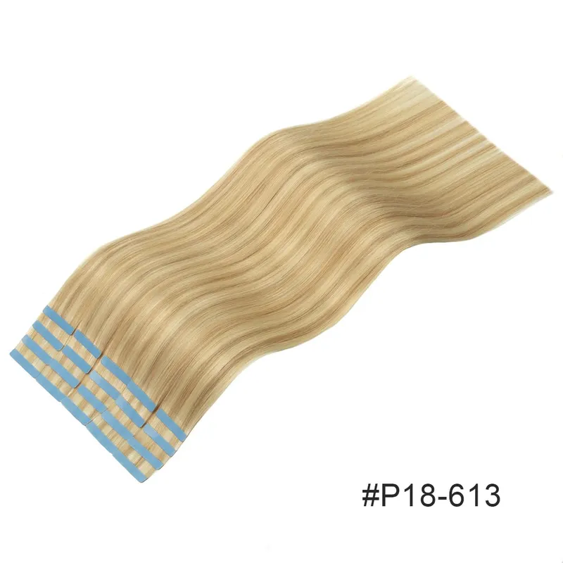 Tape In Hair Extensions Human Hair Skin Weft Remy Natural Tape in Extensions 40-50G/Pack Full 12-24 inch Tape-Ins