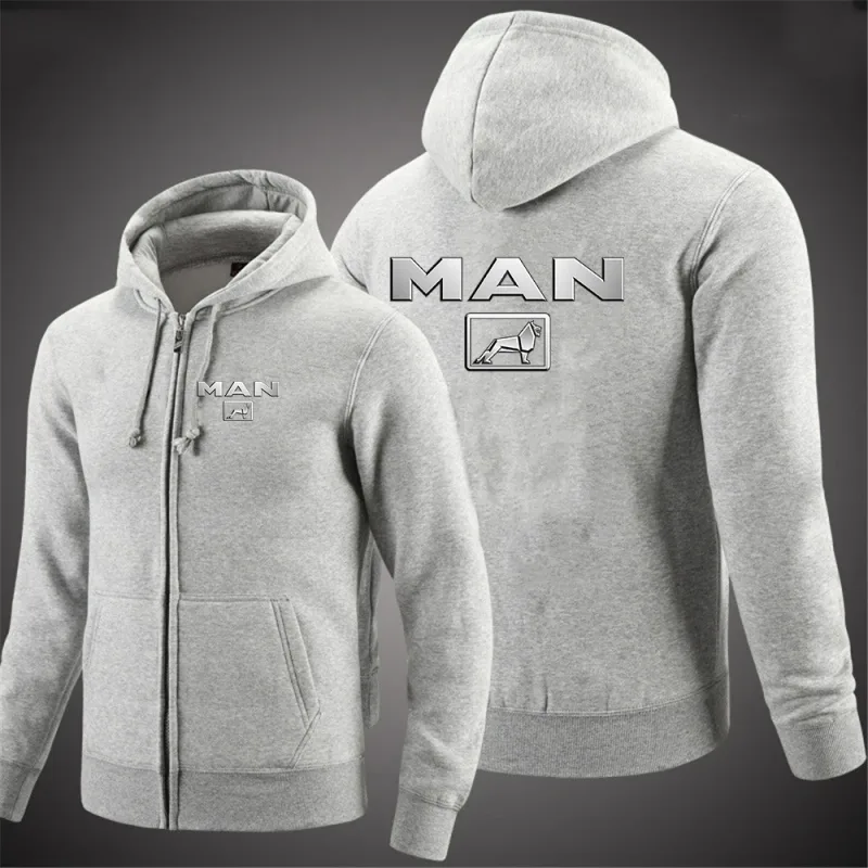 2025 Spring And Autumn Men's Truck man Logo Print Minimalist Style Daily Commute Hooded Coat Drawstring Zipper Hoodies Jacket
