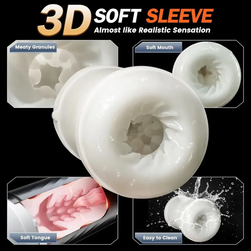 Automatic 5 IN 1 Telescopic Sucking Licking Male Masturbator Cup Penis Pump Heated Vagina Masturbation Adults Sex Toy for Men