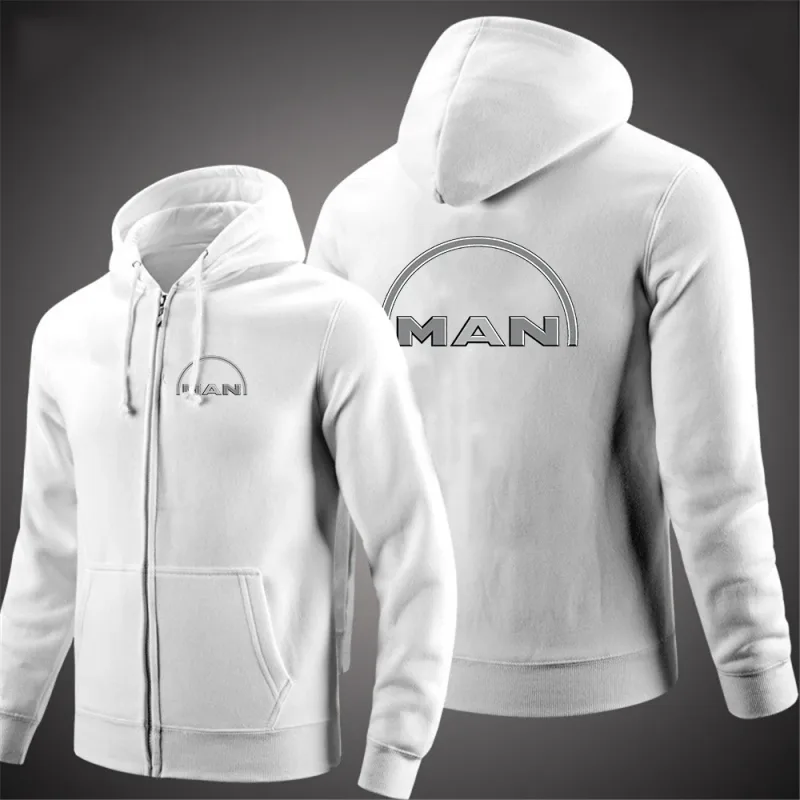 2025 Spring And Autumn Men's Truck man Logo Print Minimalist Style Daily Commute Hooded Coat Drawstring Zipper Hoodies Jacket
