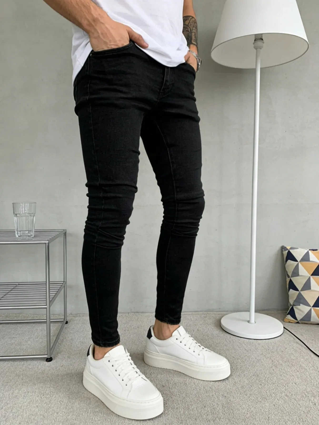 Classic Black Y2K Drip Men's Skinny Jeans Pant Original Design Daily Wear Trousers No accessories or belts included
