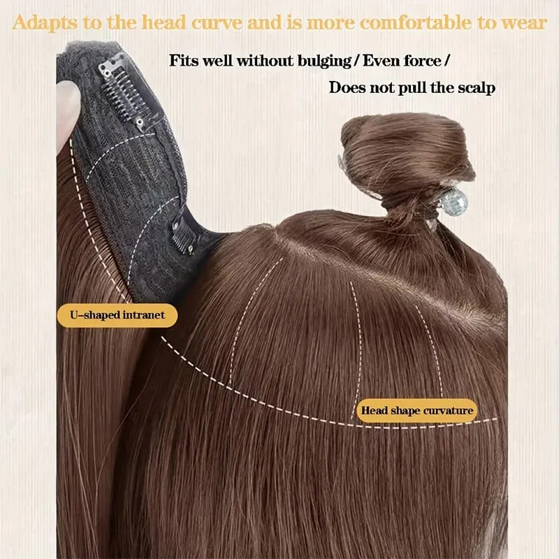 24'' Clip in Hair Extensions Long Straight Clip Hair Piece Extensions for Women Synthetic Natural Straight Hairpieces Extension