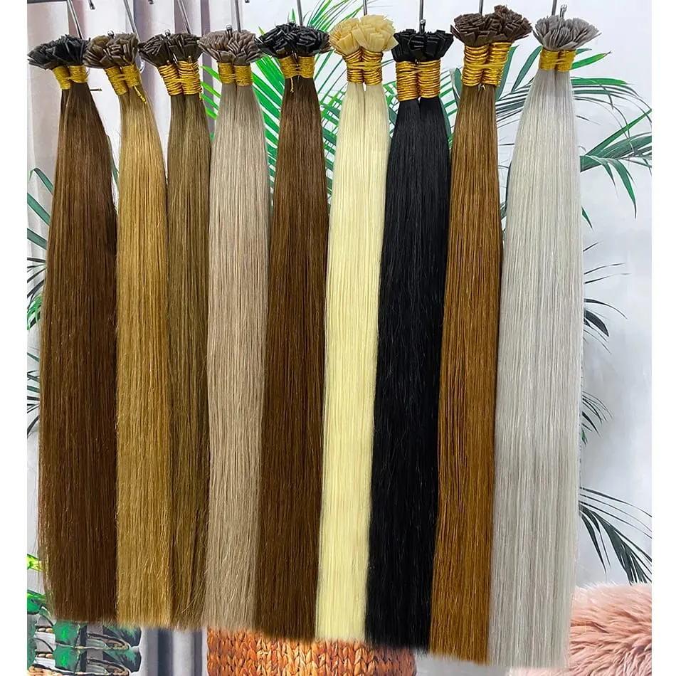 Natural 613 Blond Colored Straight Human Hair Extension 100g Strand Fusion Flat Tip Keratin Capsules for Hair Extensions 30Inch